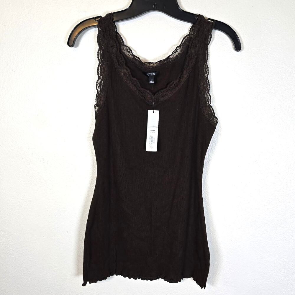 Apt 9 Y2K Brown Tank Womens M Lace Trim Lettuce Hem Layer Beachy Grunge Festival